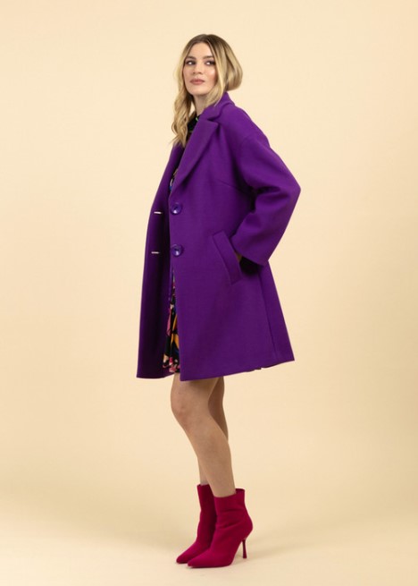 Fee G Nicola Drop Shoulder Coat Purple